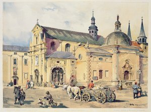 1899年に発行された「クラクフの都市の宝石」からの受胎告知のカルメル会教会、クラクフ 作： Juliusza and Tondosa Kossaka